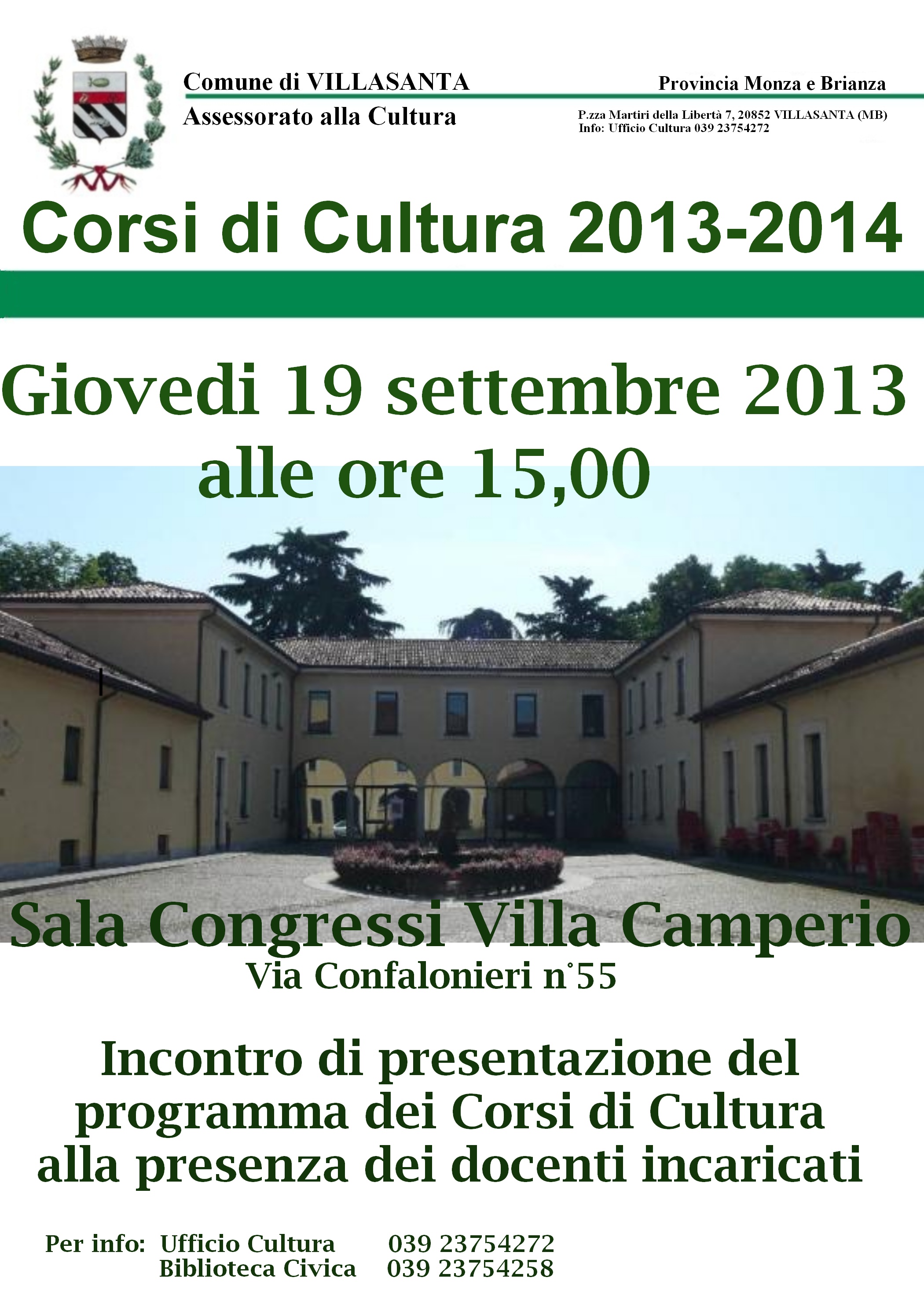 Presentazione corsi di cultura
