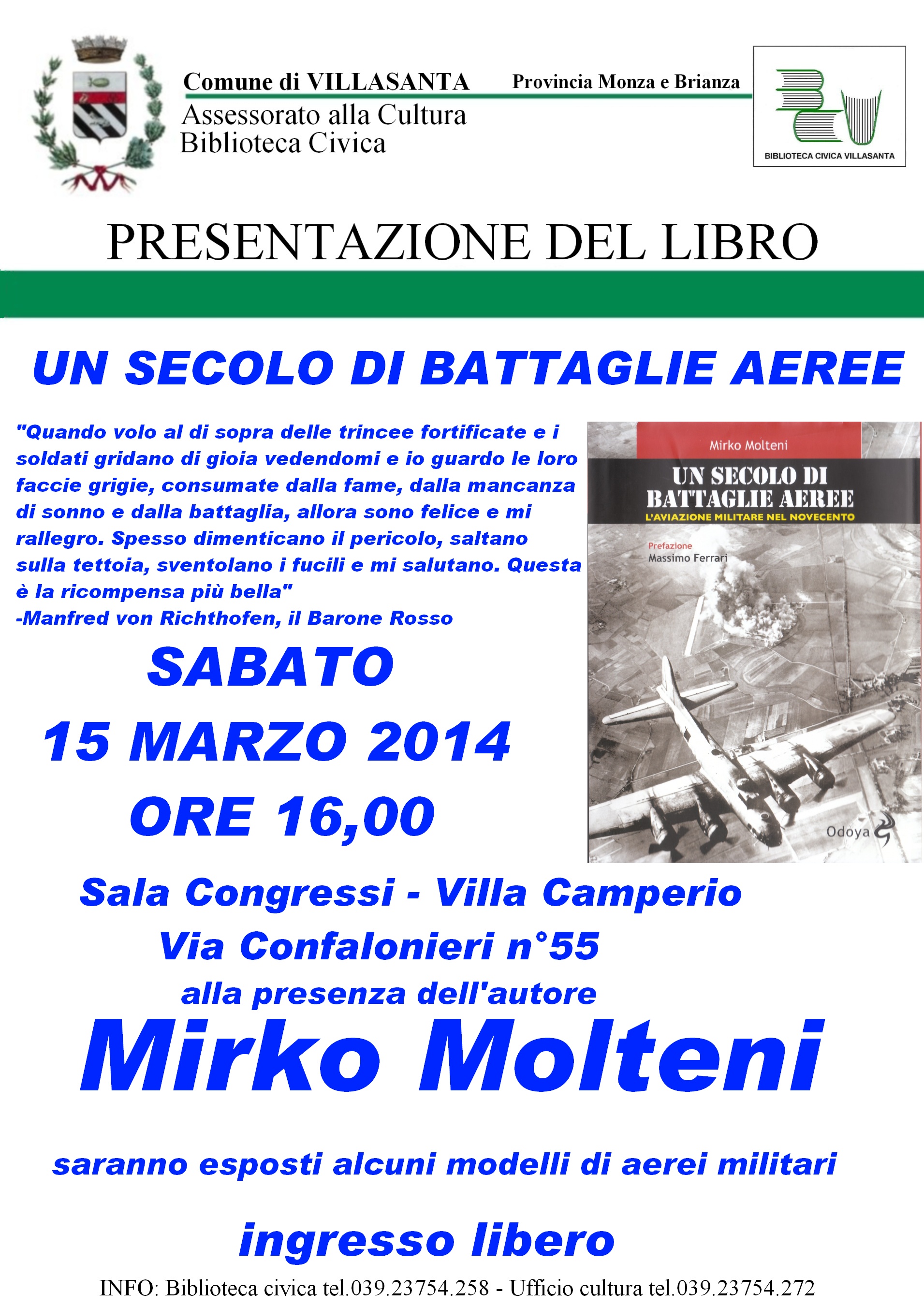 Presentazione libro di M. Molteni Un secolo di battaglie aeree