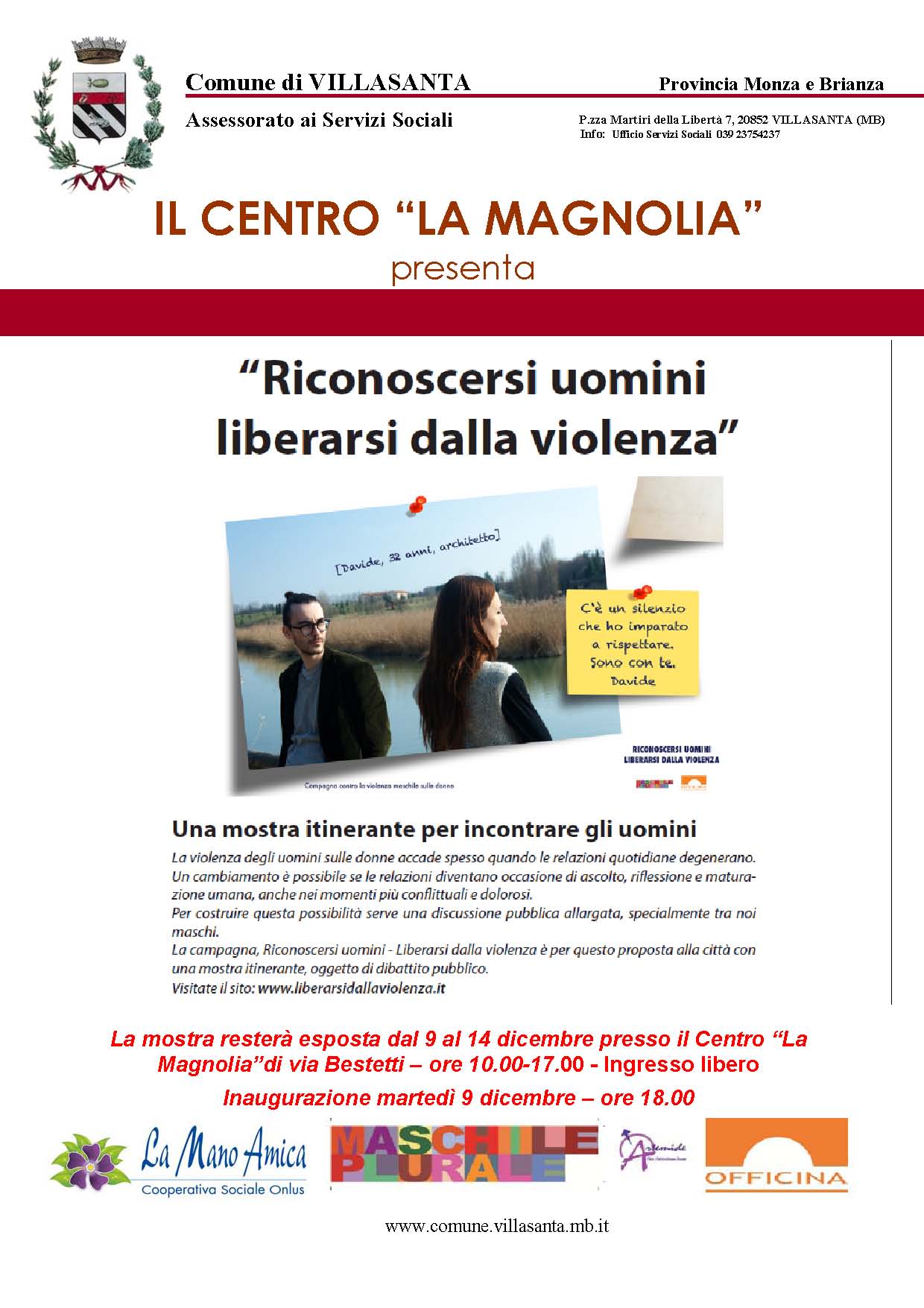 Mostra itinerante: Riconoscersi uomini liberarsi dalla violenza